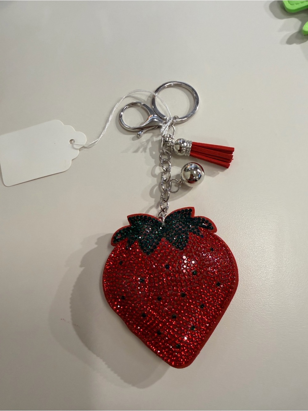 Red Strawberry Crystal Keychain Bag Charm